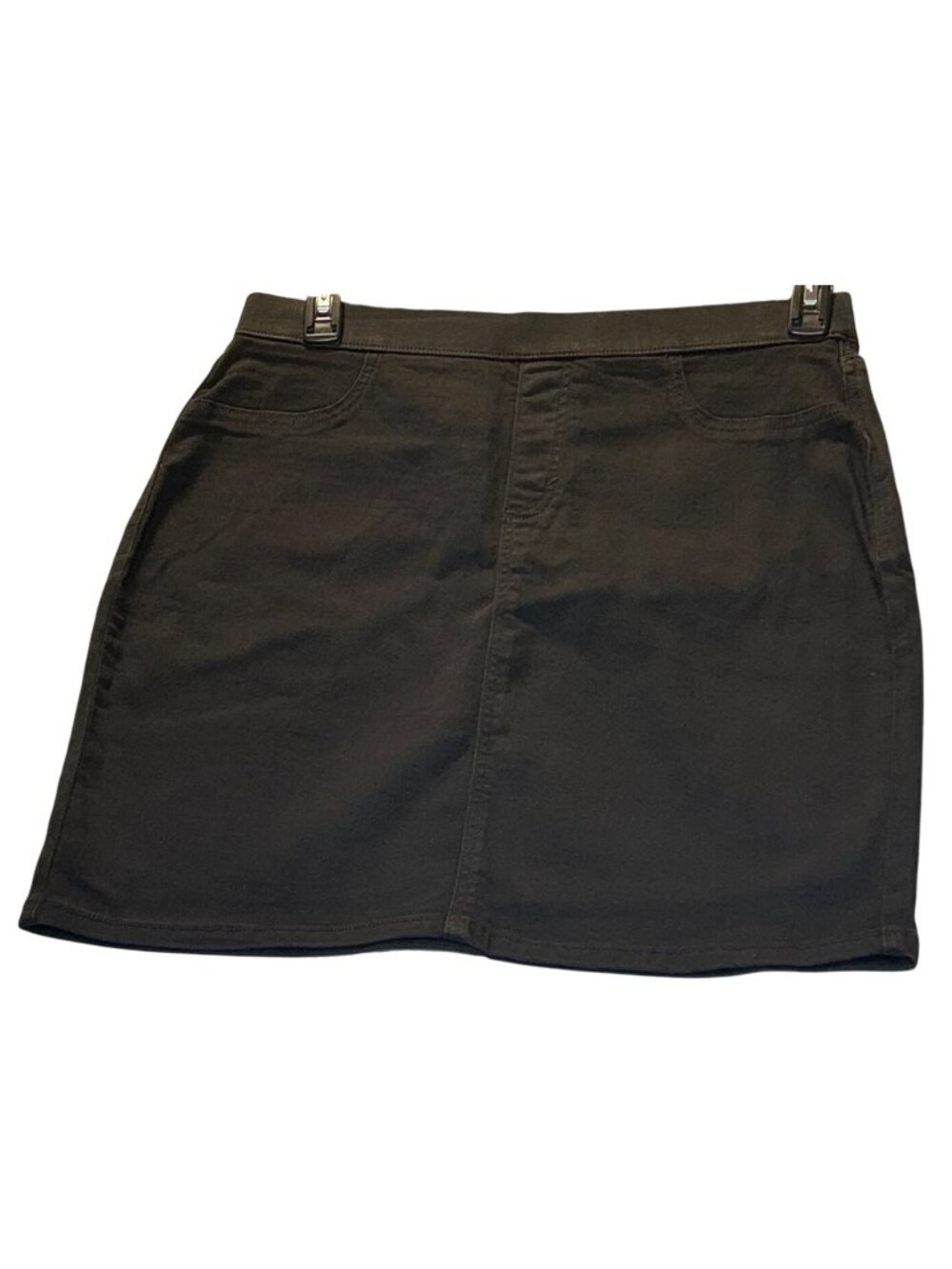 Style & Co Womens Size L Black Denim Skirt Pull-On  Back Pockets